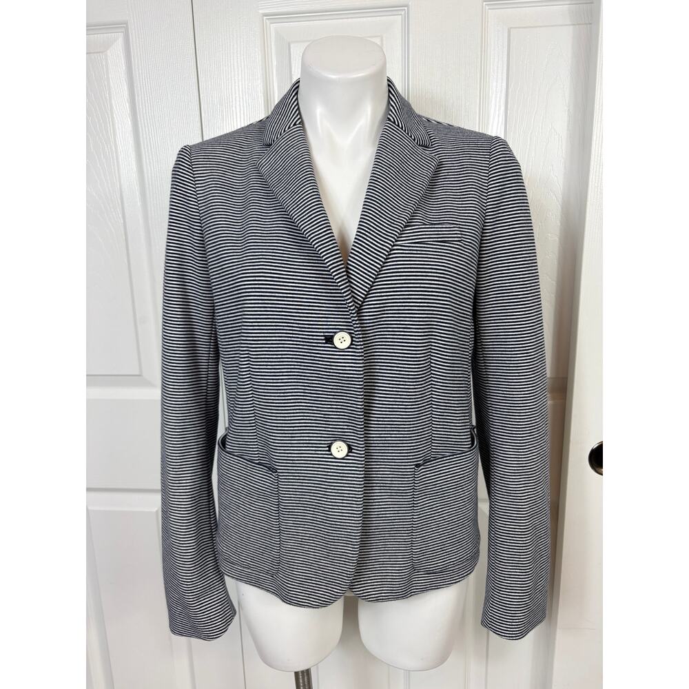Gap The Academy Blazer Navy White Stripe Knit Women's Size 10